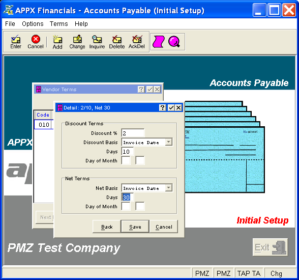 Figure 4-3a. Vendor Terms Detail Overlay