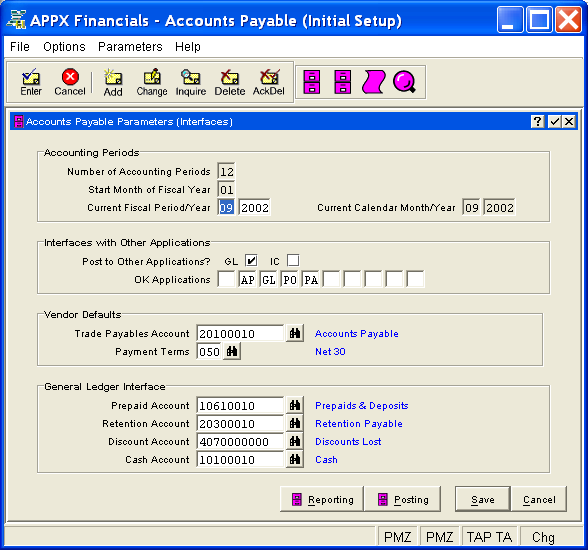 Parameters (Interfaces) Screen