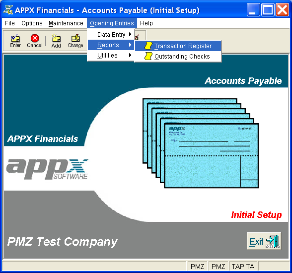 Reports Pulldown Menu