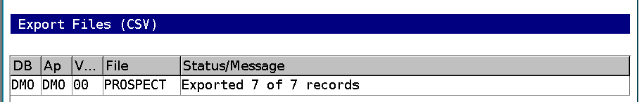 Exporting encrypted PROSPECT through APPX. All 7 records were exported.