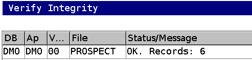 The rebuilt pair passes integrity verification with six active records. The complete CSV comparison also passed.