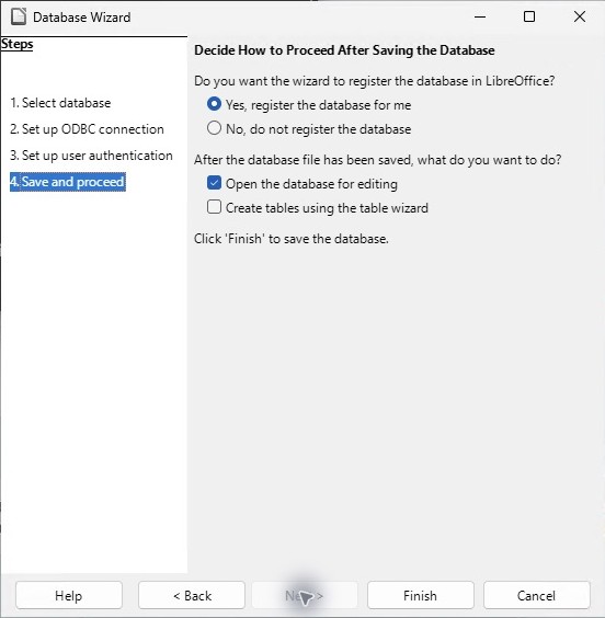 Register the Base connection so Calc can find it.