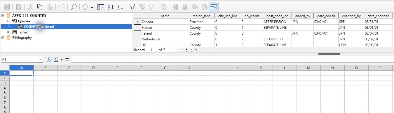 Calc can use the query registered by Base.
