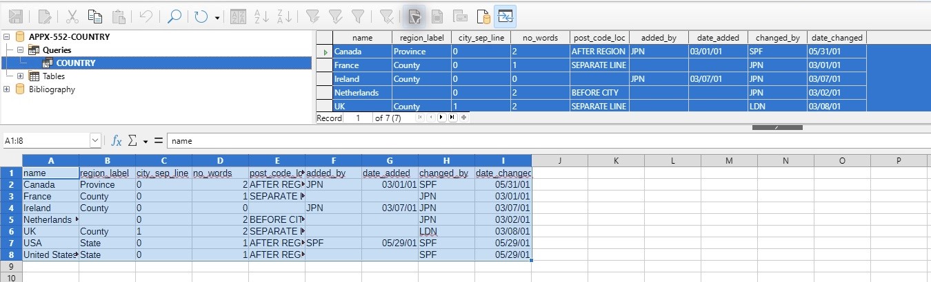 Calc can use the query registered by Base.