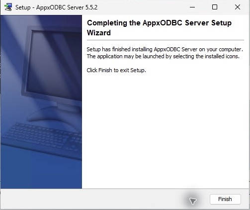 The matching APPX ODBC 5.5.2 gateway installer completes.
