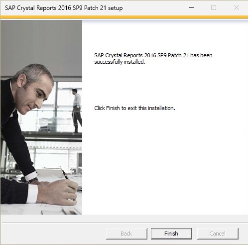 The Crystal Reports 2016 installer completes successfully.