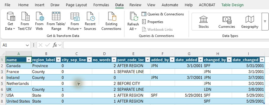 Excel refresh completes with the same sample.