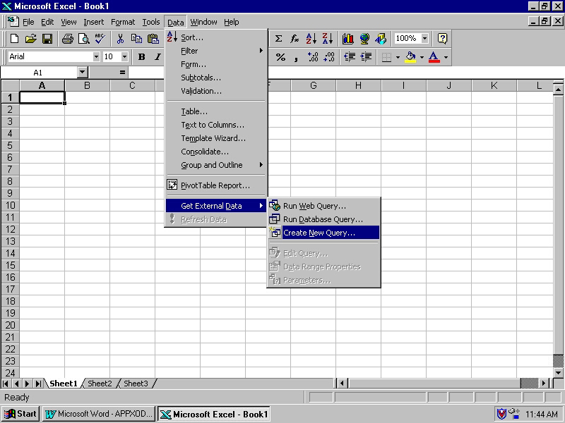 Creating a New Query in Excel