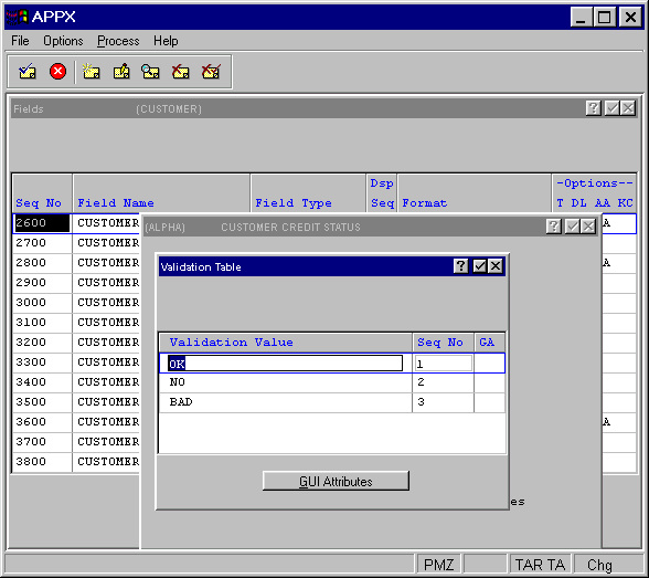 Alpha Fields Validation Table Overlay