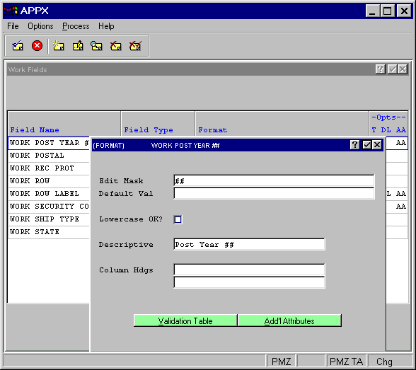 Format Work Field Overlay