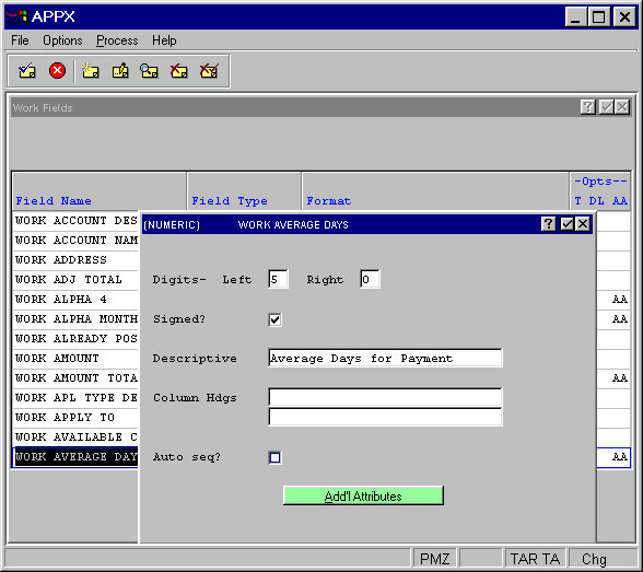 Numeric Work Fields Overlay