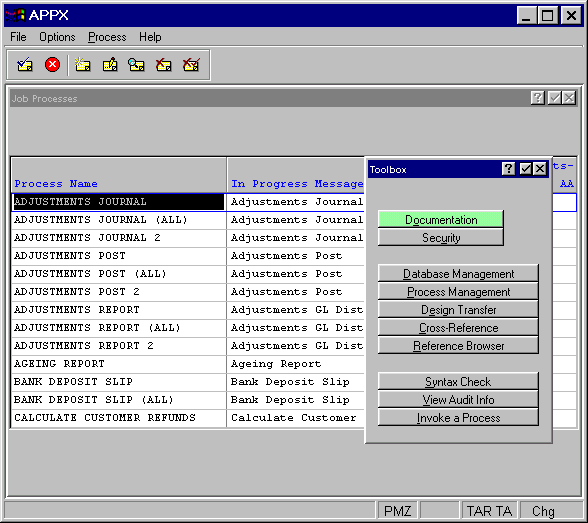 Job Processes Toolbox Overlay