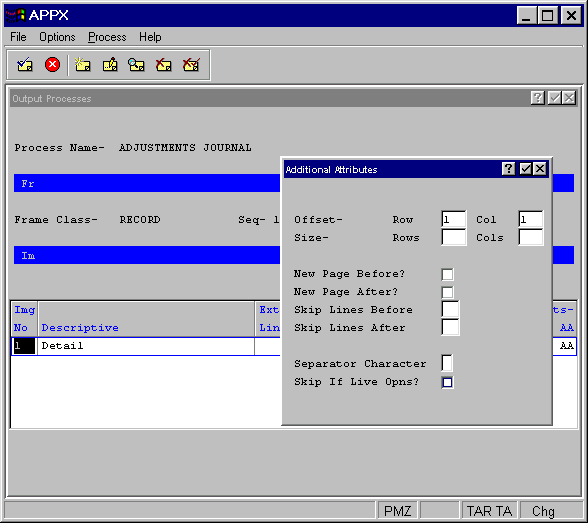 Non- Scrolling Output Image Additional Attributes Overlay