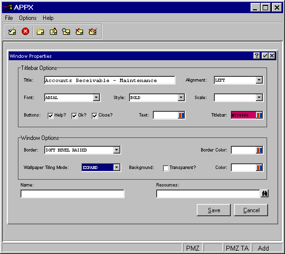 GUI Attributes Overlay Specifying Non-Standard Title Bar