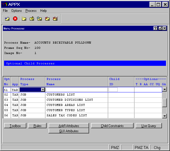 Optional Child Processes Overlay for a Menu Process (from Figure 3-17-2 )