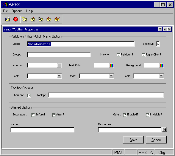 First Level of a Cascading Pull-Down Menu