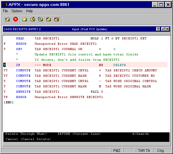 An ILF Editor Screen in Delete Mode