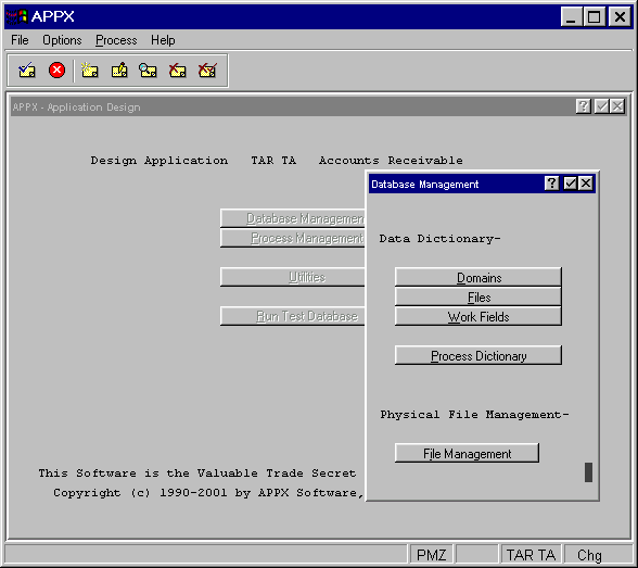Database Management Menu Overlay