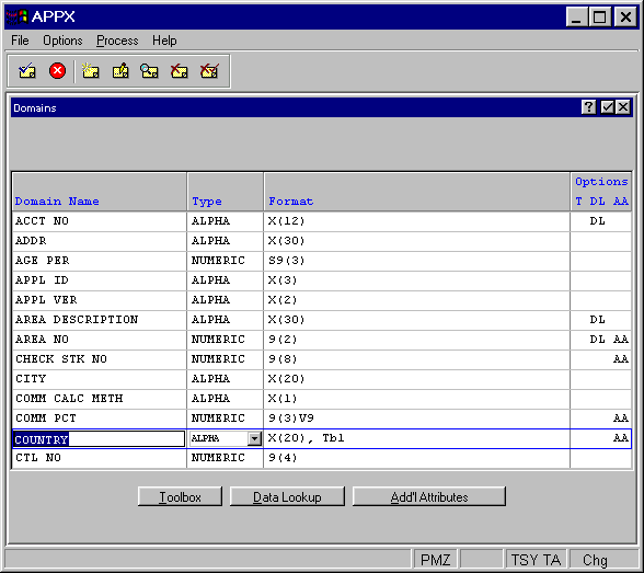 Domains Screen