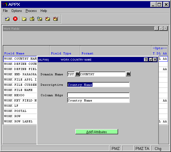 Domain Work Field Specification Overlay (Alpha Domain)