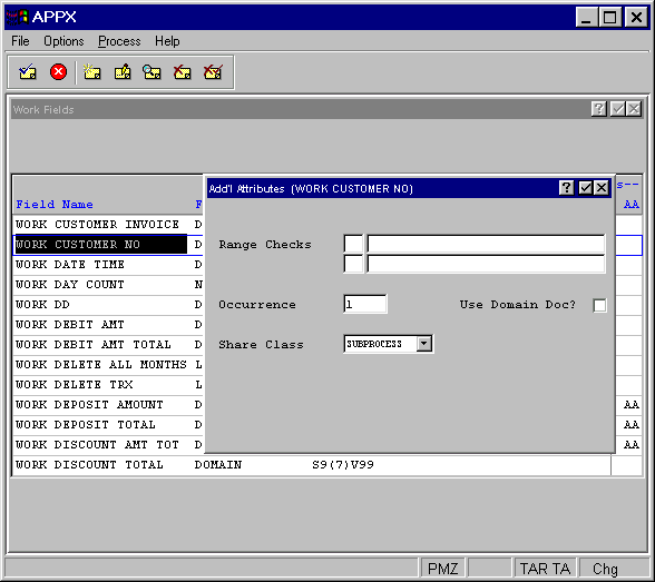 Domain Work Field Additional Attributes Overlay for Format Domains