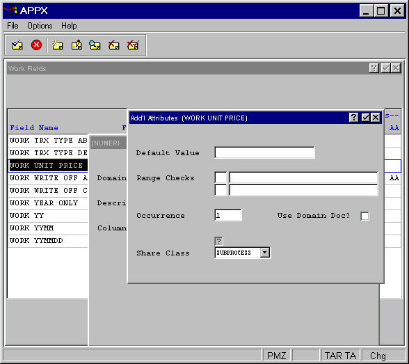 Domain Work Field Additional Attributes Overlay for Numeric Domains
