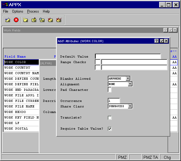 Alpha Work Field Additional Attributes Overlay