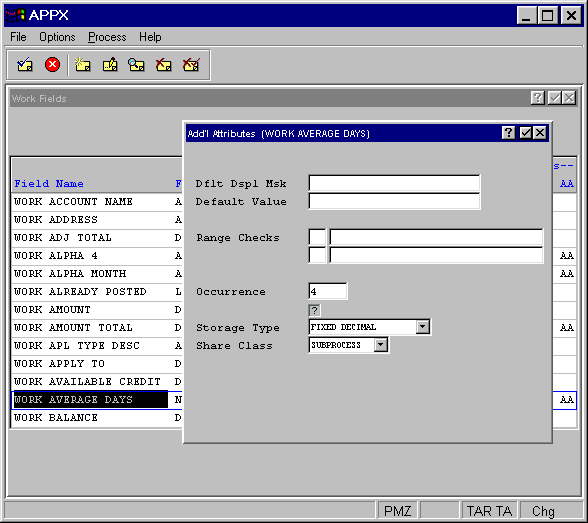 Numeric Work Fields Additional Attributes Overlay