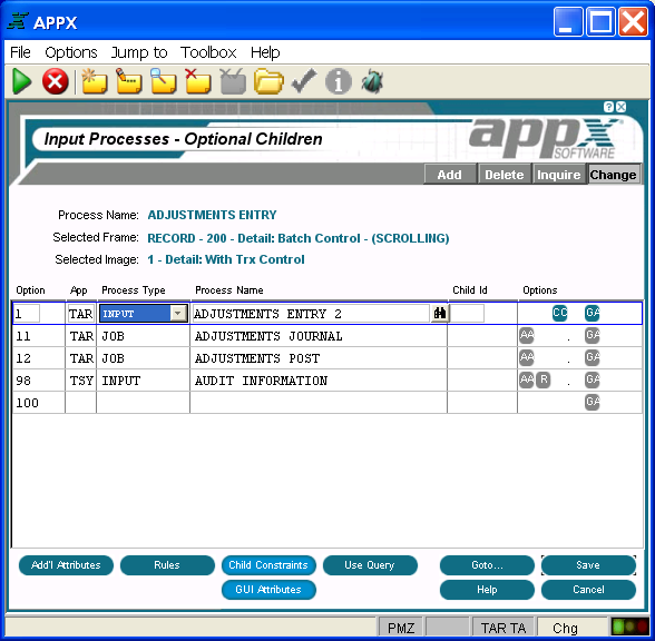 Input Process Optional Children Screen