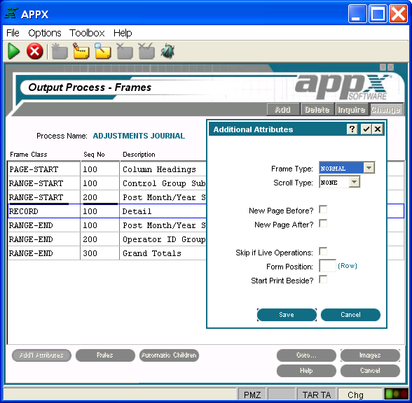 Output Record Frame Additional Attributes Overlay
