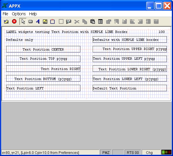 Output Image with Grid Turned On (21x80 at 6 lpi, 10 cpi)