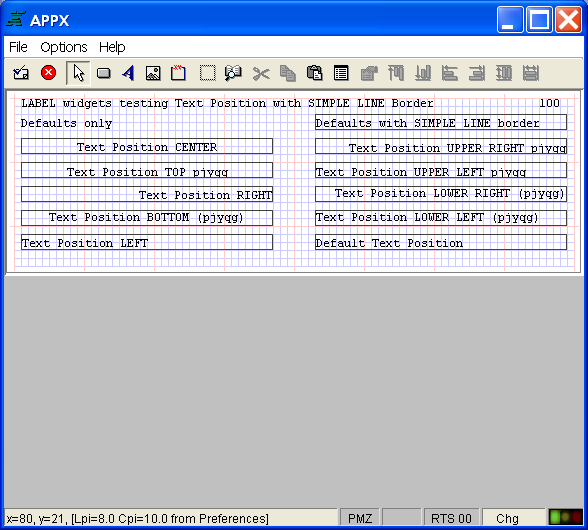 Output Image with Grid Turned On (21x80 at 8 lpi, 10 cpi)