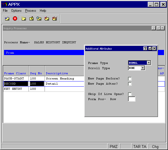 Inquiry Record Frame Additional Attributes Overlay