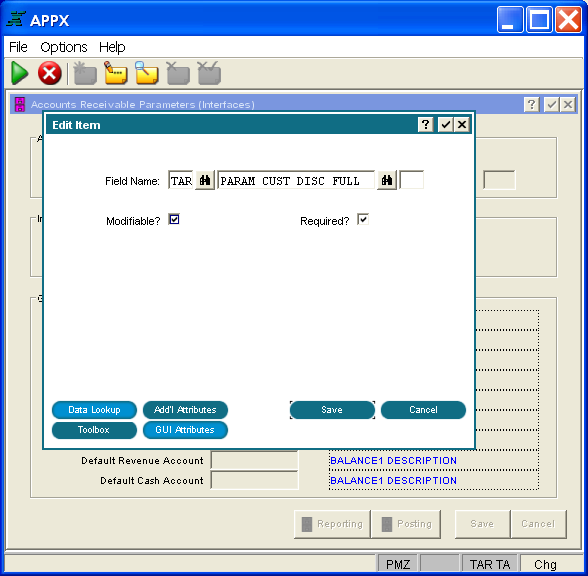 Figure 3-14-7 Input or Inquiry Key Entry Item Screen for Alphanumeric, Date, and Logic Fields