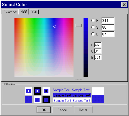Hue, Saturation and Brightness (HSB) Method of Color Selection