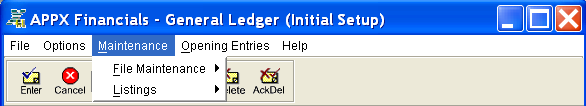 Maintenance Pulldown Menu