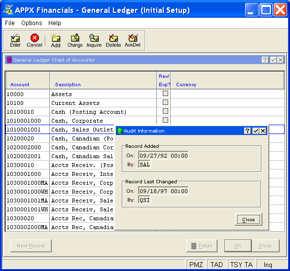 Sample Audit Information Overlay
