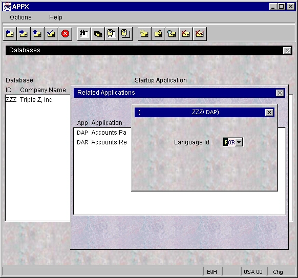 Defining A Language For An Application Within A Database