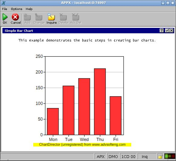 The shipped Simple Bar Chart displayed in the APPX desktop client.