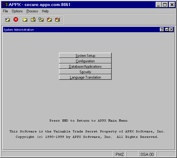 System Administration Menu
