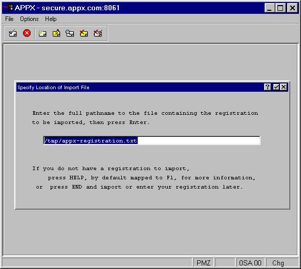 Typical Import Option Overlay