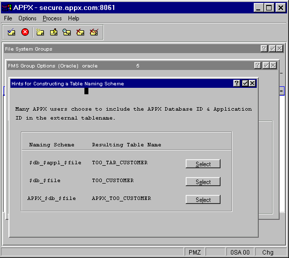 Figure 2-20-A. Table Naming Scheme Hints Overlay