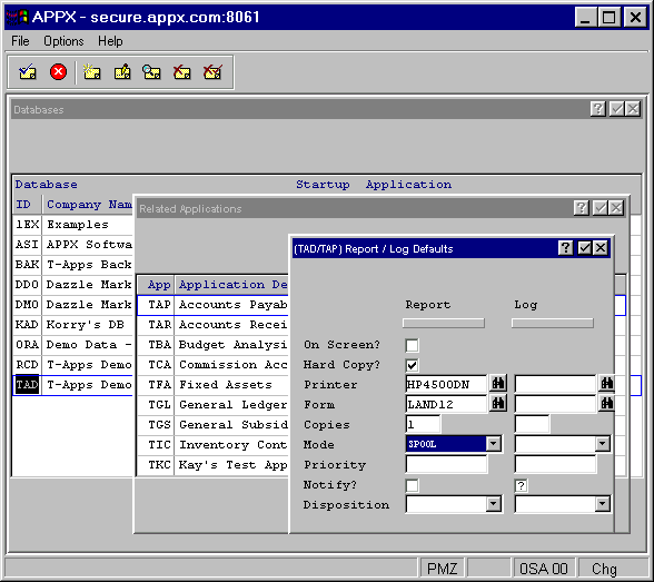 Databases/Applications Report/Log Overlay