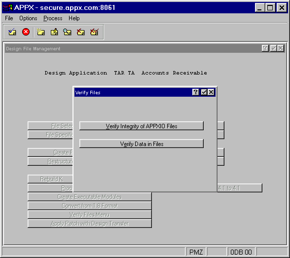 Verify Files Menu