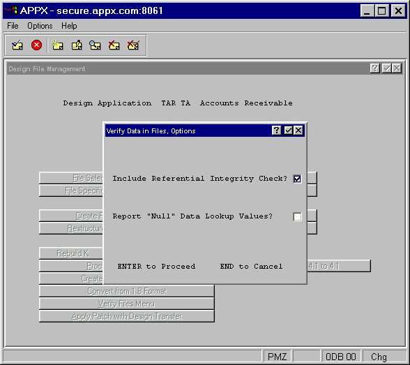 Verify Data In Files Options Overlay