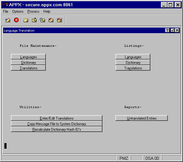 Language Translation Menu