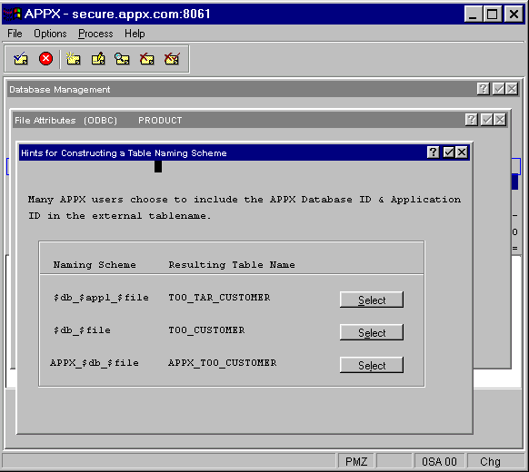 Figure 3-7-A. Table Naming Hints Overlay