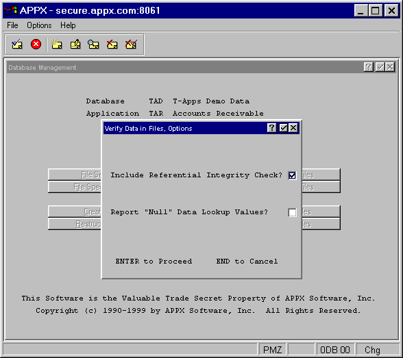 Verify Data In Files Options Overlay