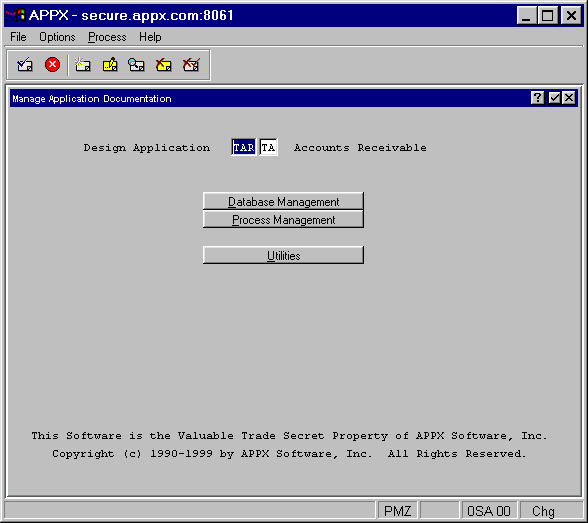'Manage Application Documentation' Menu