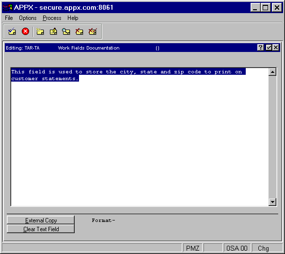 Edit Item Documentation Screen (for Work Fields)